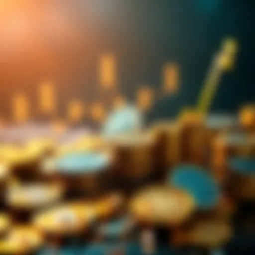A visual representation of crypto yields with coins and graphs indicating growth, symbolizing passive income potential.