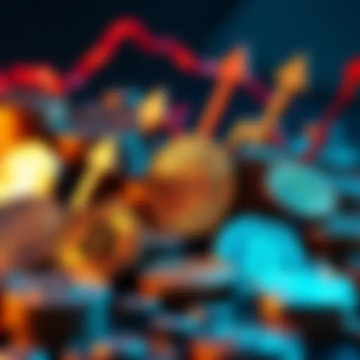 Various cryptocurrencies represented as coins with upward trend arrows, symbolizing investment opportunities for 2026.