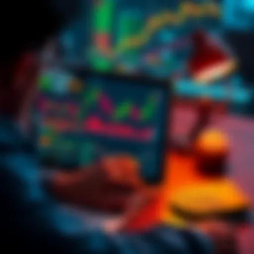 A person analyzing cryptocurrency charts on a laptop with notes and a calculator nearby, contemplating their investment strategy.