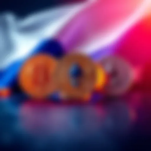 A graphic showing Bitcoin, Ethereum, and Tether logos with a backdrop of the Russian flag, indicating new trading regulations.