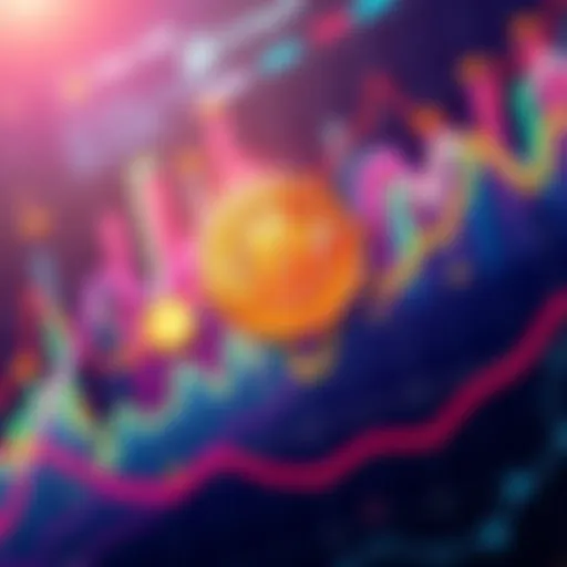 A graphical representation of different cryptocurrencies like Bitcoin, Zcash, and Dogecoin, showcasing their value trends and supply caps in a colorful chart.