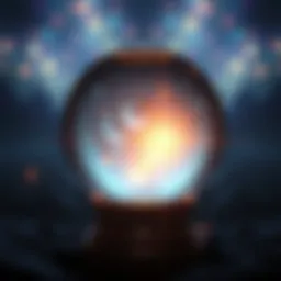 Crystal ball with glowing light A crystal ball emitting a soft glow, symbolizing prophecy and insight into the future.