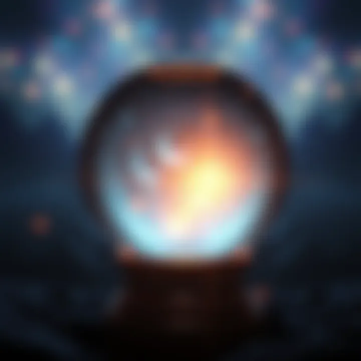 Crystal ball with glowing light A crystal ball emitting a soft glow, symbolizing prophecy and insight into the future.