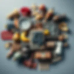 A collage of cultural symbols representing the number 4 from different traditions, including items and icons associated with folklore and beliefs.