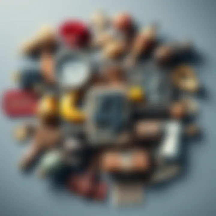 A collage of cultural symbols representing the number 4 from different traditions, including items and icons associated with folklore and beliefs.