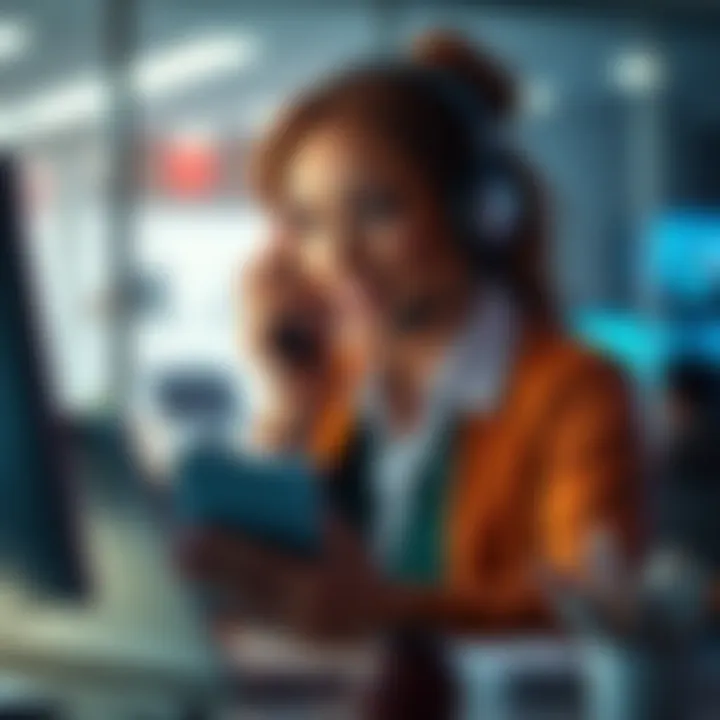 A customer service agent assisting a client over the phone with credit card fraud issues, providing support and solutions.