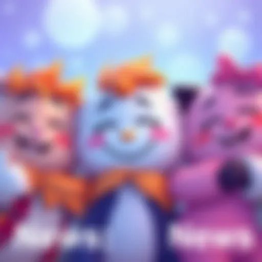 A group of cheerful cartoon characters with cute features smiling together, representing cuteness and friendship.