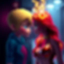 A split image showing a cute character on one side and a hot character on the other side, representing the debate in culture.