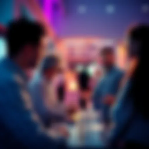 People engaging in a conversation about events and trading strategies