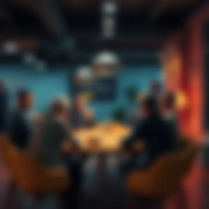 Daily General Discussion A group of people sitting around a table discussing topics like donuts in a friendly setting