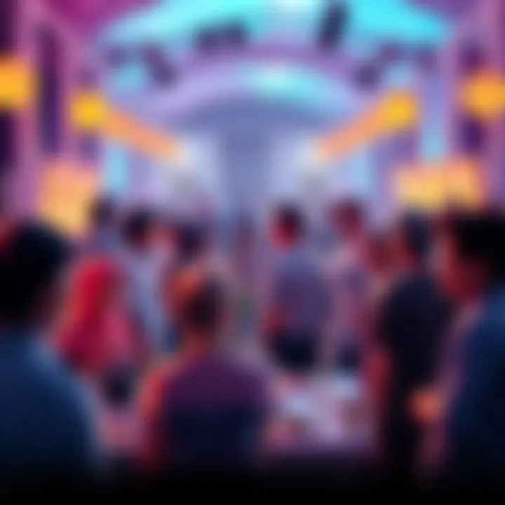 A vibrant discussion thread with people engaging in conversation and enjoying donuts during the event.