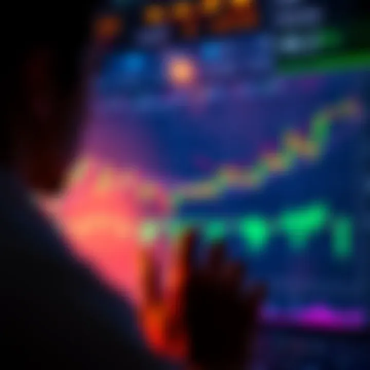 A person looking at a chart displaying crypto price movements, contemplating daily and weekly investment options