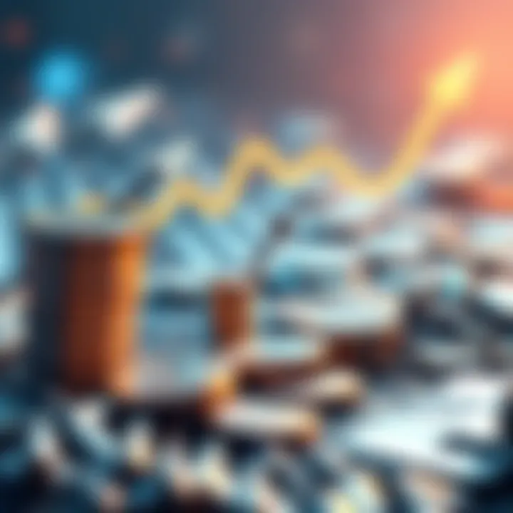 A graphic depicting the rise of Dash cryptocurrency with upward arrows and coins