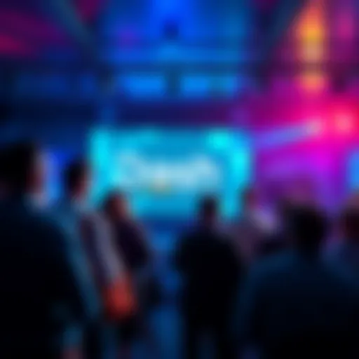 A group of people engaged in a live presentation discussing Dash's Q1 achievements and future plans.