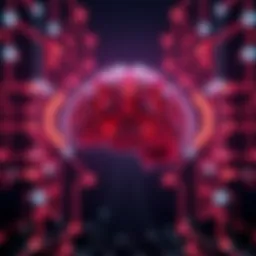 A visual representation of decentralized AI systems with interconnected nodes and a brain symbolizing AGI development.