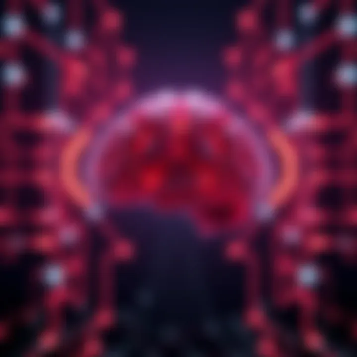 A visual representation of decentralized AI systems with interconnected nodes and a brain symbolizing AGI development.