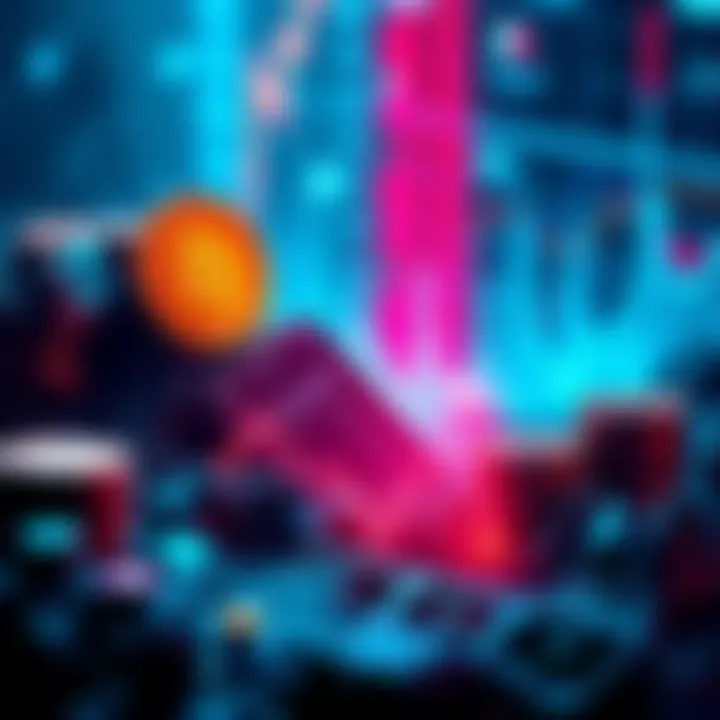 A graphic showing a downward trend in crypto currency values with coins fading away and stocks on the rise