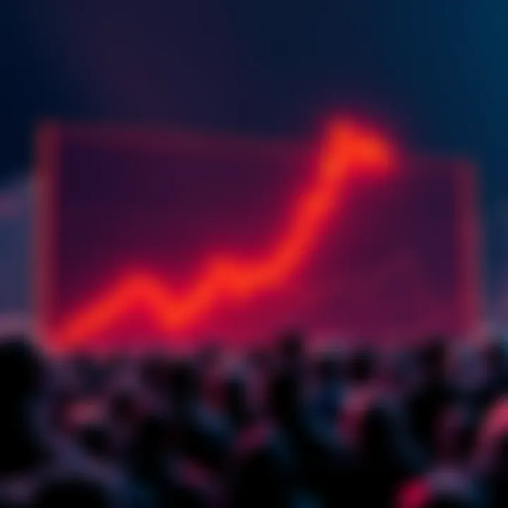 A graph showing a downward trend in cryptocurrency values with a worried crowd looking on, symbolizing public concern about the future of digital currencies.