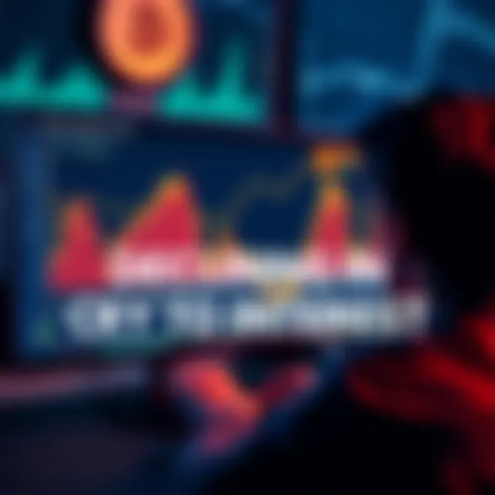 Declining Crypto Interest A person looking at a declining cryptocurrency chart on a computer screen, symbolizing reduced retail interest in altcoins.