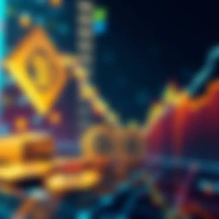 A graphic showing a downward trend in cryptocurrency prices with Bitcoin and altcoins highlighted, while a gold bar and AI icons are present in the background.