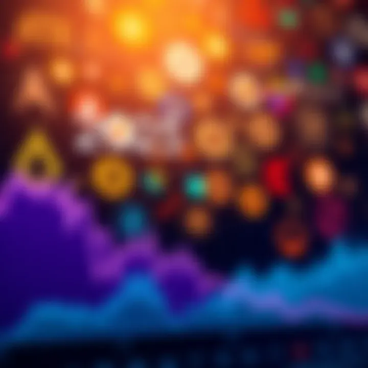 A chart showing a downward trend in cryptocurrency values with various altcoin logos fading in the background, symbolizing the diminishing enthusiasm for altcoins in 2025 compared to 2017.