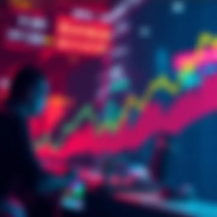 A graph showing a downward trend in cryptocurrency values with worried investors in the background