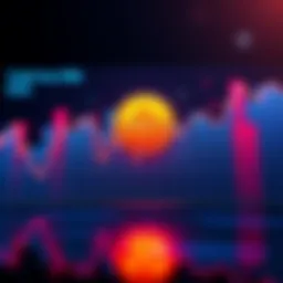 A graph showing a downward trend in cryptocurrency values with a Bitcoin symbol in the background