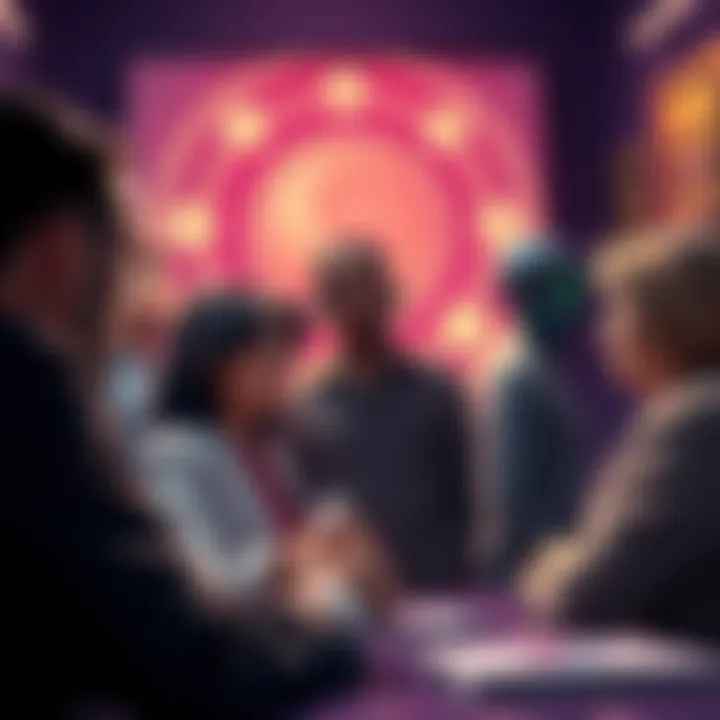 A visual representation of governance attacks in decentralized finance, showing a group of people discussing token voting, with a focus on large token holders and potential threats.