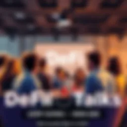 A group of people sharing ideas about DeFi and cryptocurrency in a lively forum setting.