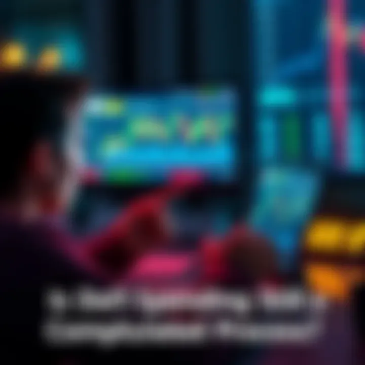 A person looking at a laptop displaying cryptocurrency charts, showing confusion while managing their DeFi transactions.