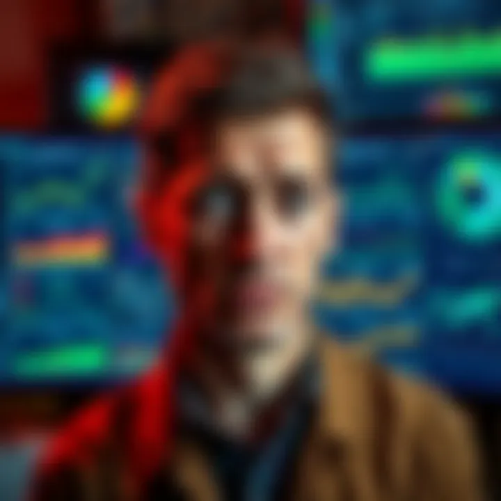 A person looks frustrated while managing multiple screens showing DeFi yield farming tools and graphs, highlighting the complexities of the process.