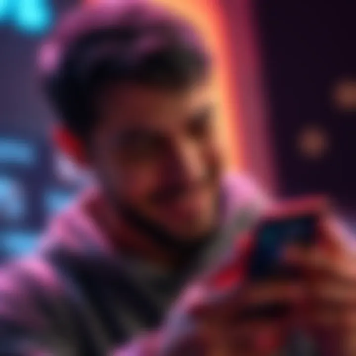 Person turning off notifications on a smartphone A person disabling purchase notifications on their smartphone, showing a relaxed expression