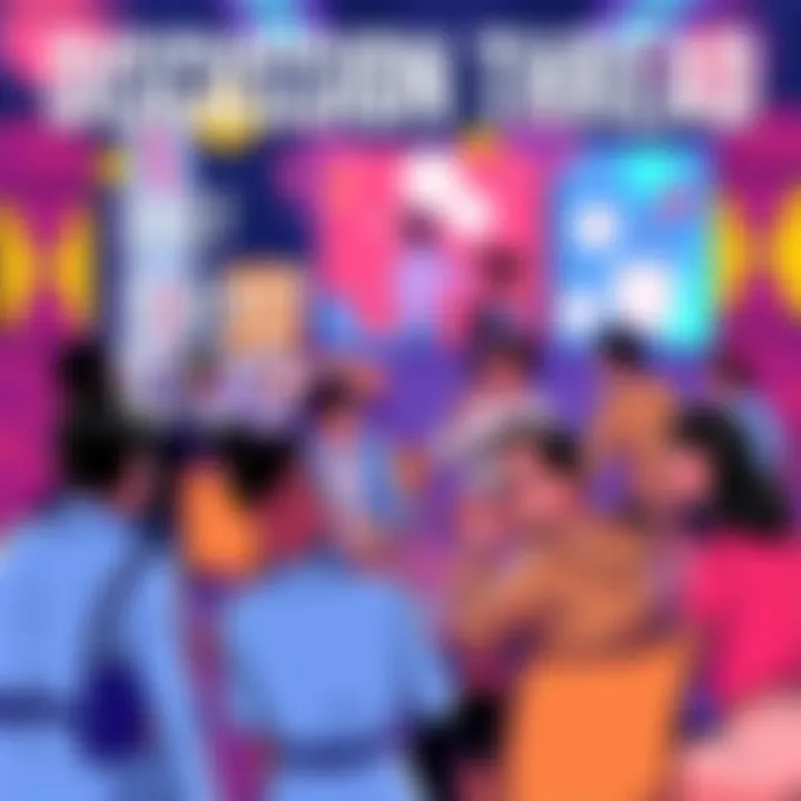 A colorful graphic representing a lively online discussion with people chatting and sharing thoughts