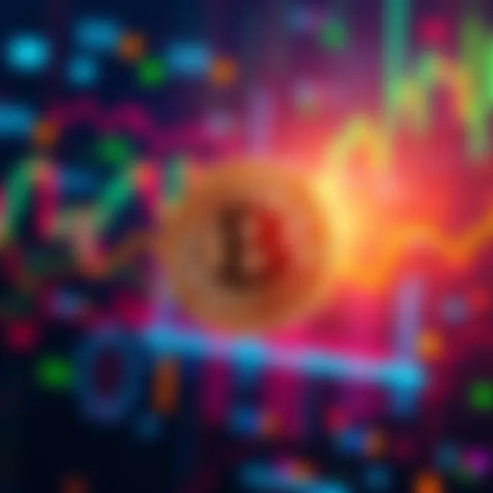 A vibrant illustration of the DOGE cryptocurrency symbol with a digital background representing the crypto market's dynamics.