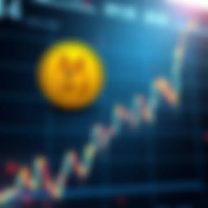 Dogecoin Price Surge A visual representation of Dogecoin's price increasing, featuring the Dogecoin logo and upward trend lines on a chart.