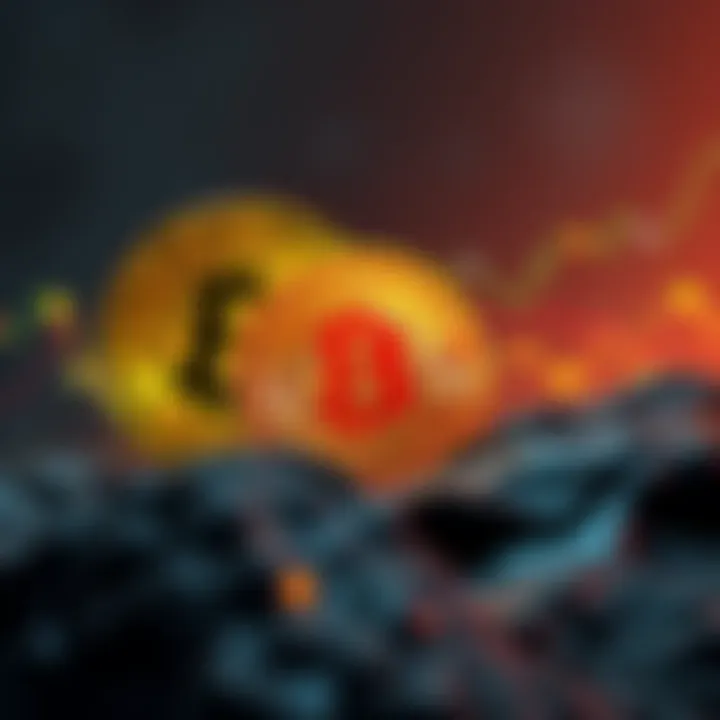 A graphic showing the rise of Bitcoin with Dogecoin in the foreground, symbolizing potential growth