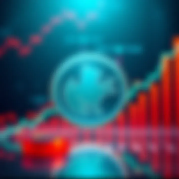 Dogecoin symbol with an upward trending price chart in the background, indicating potential growth for investors.