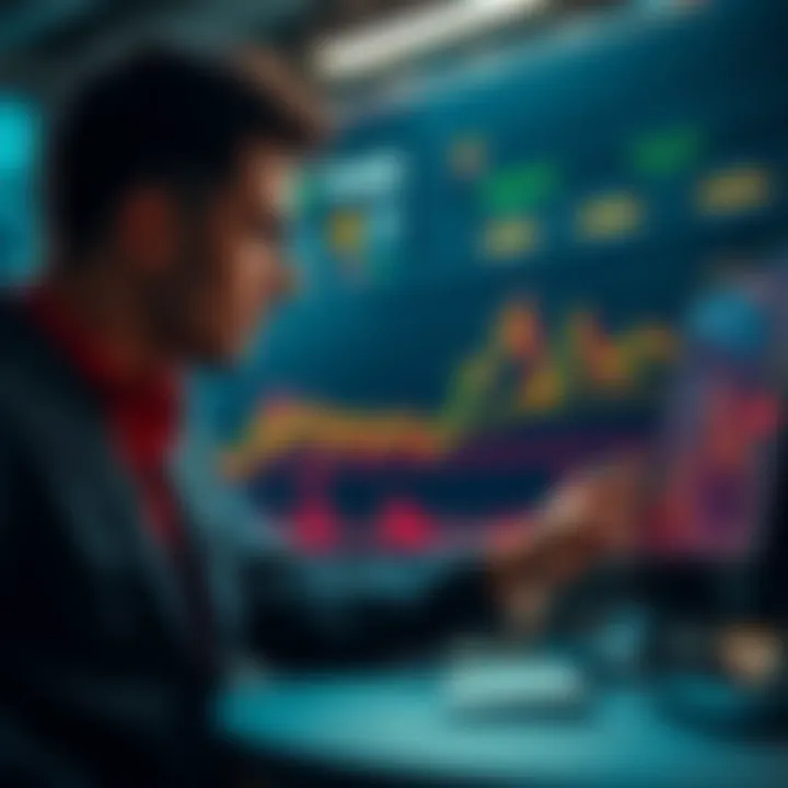 Dogecoin Trading Strategies A trader analyzing Dogecoin price charts with key psychological levels marked