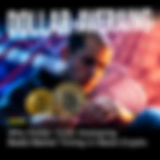 A person investing in cryptocurrency weekly, symbolizing Dollar-Cost Averaging strategy with Bitcoin graphics and dollar bills in the background.