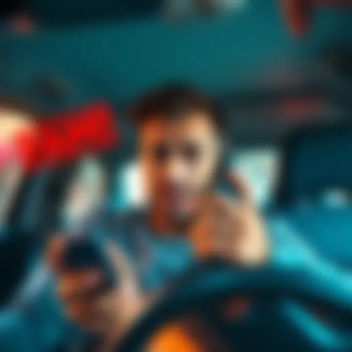 A DoorDash driver looking concerned while on a call, holding their phone with a worried expression, representing the scam alert.