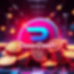 Illustration of DoorDash logo with digital coins representing stablecoins around it, symbolizing the new payment method for drivers in multiple countries.