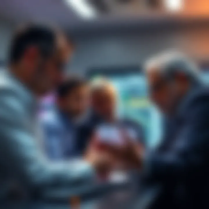 Group of economists analyzing data on cryptocurrency sanctions, showing concerned expressions