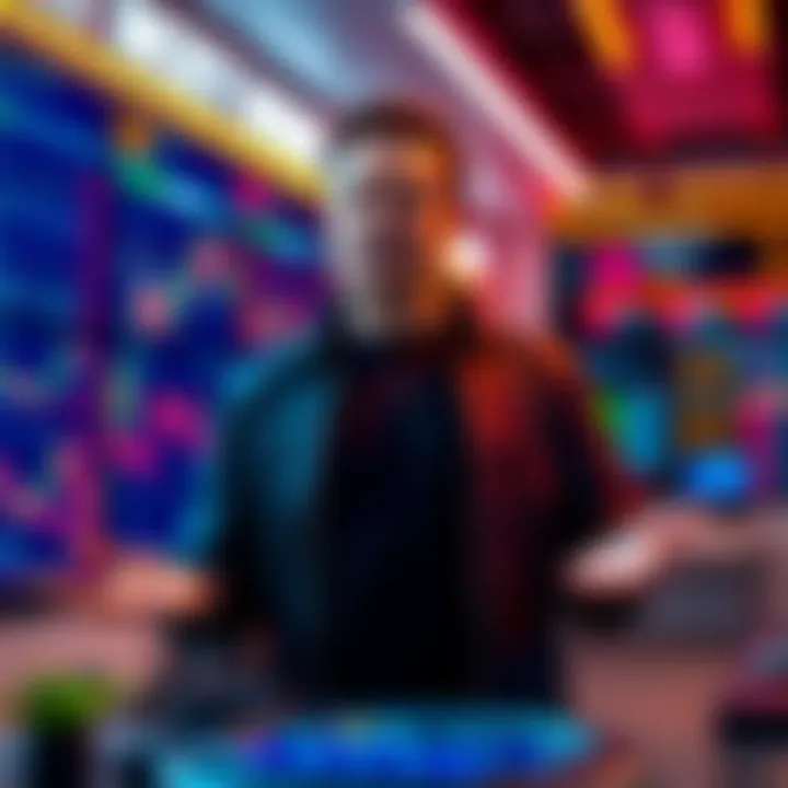 Elon Musk stands in front of a new crypto trading terminal on X, expressing concerns over scams in the cryptocurrency market.