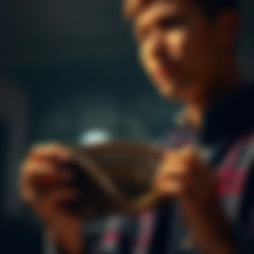 A person holding an empty wallet while looking thoughtful, symbolizing the idea that lack of money can lead to new opportunities.