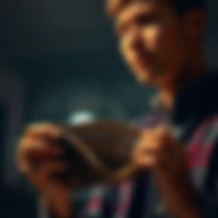 A person holding an empty wallet while looking thoughtful, symbolizing the idea that lack of money can lead to new opportunities.