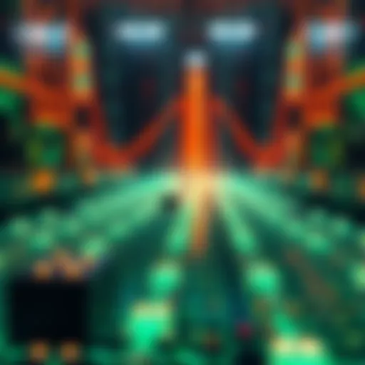 A digital depiction of encrypted mempools in a Layer 1 blockchain setting, showcasing secured transaction pathways and blockchain nodes.