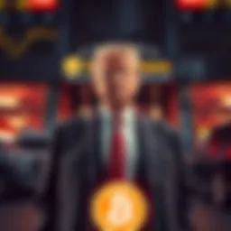 Eric Trump standing in front of American Bitcoin offices, with a sign showing 1:15 reverse stock split announcement, reflecting market activity.