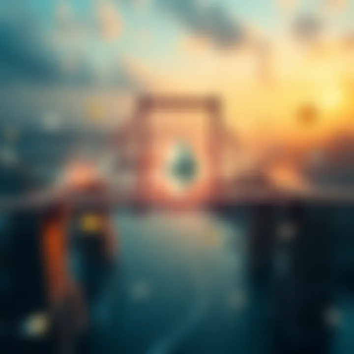 A visual representation of ETH being trapped on the Polygon Ether Bridge, with symbols of blockchain technology and digital currency around it.