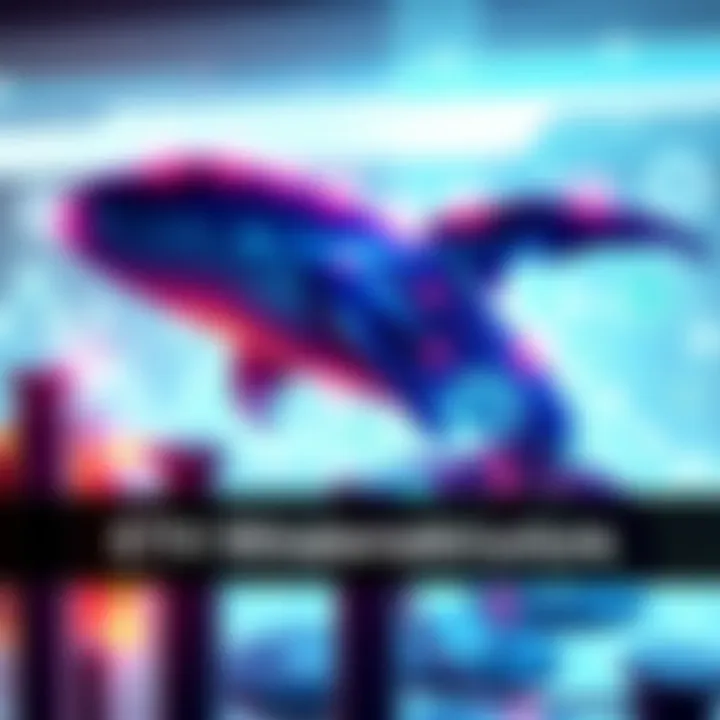 A graphic representation of ETH whales focusing on infrastructure investments, with visual elements like blockchain symbols and network connections