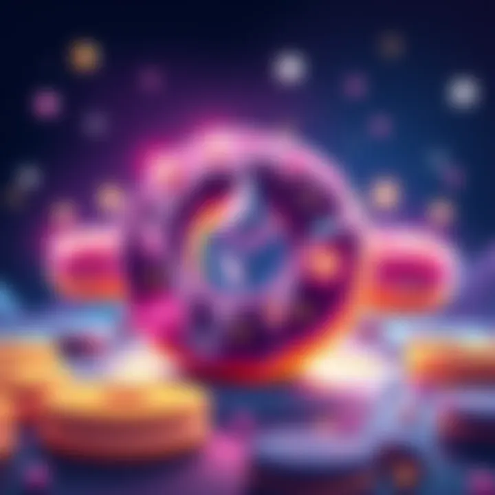 Illustration showing Ethereum's Donuts with minting icons, community symbols, and a treasury graphic to represent economic structure.